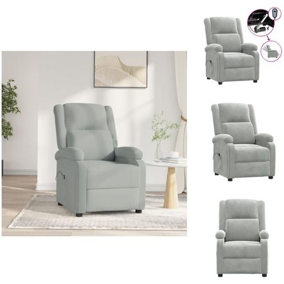 vidaXL Fauteuil Relax Electrique Gris Clair Velours - Fauteuil