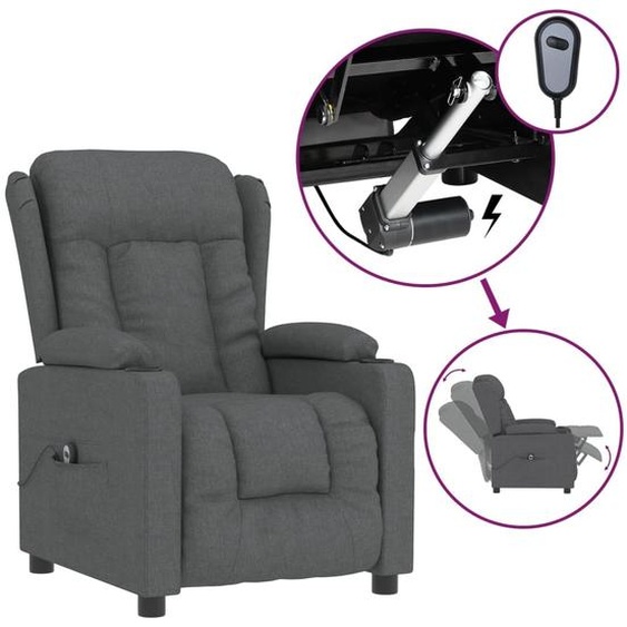 vidaXL Fauteuil relax électrique gris foncé Tissu