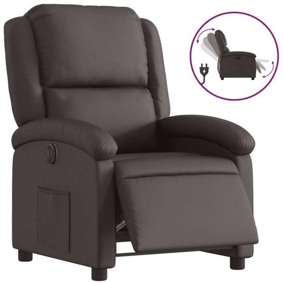 vidaXL Fauteuil relax électrique marron foncé cuir véritable