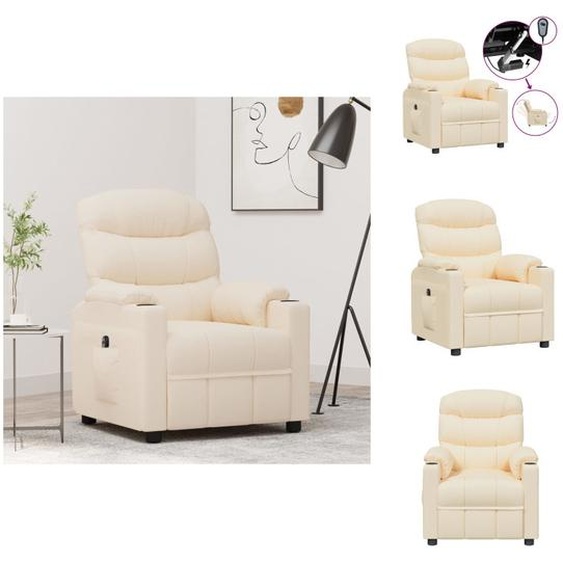 vidaXL Fauteuil Relax Electrique Tissu Crème - Fauteuil