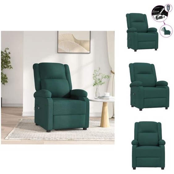 vidaXL Fauteuil Relax Electrique Tissu Vert Foncé - Fauteuil