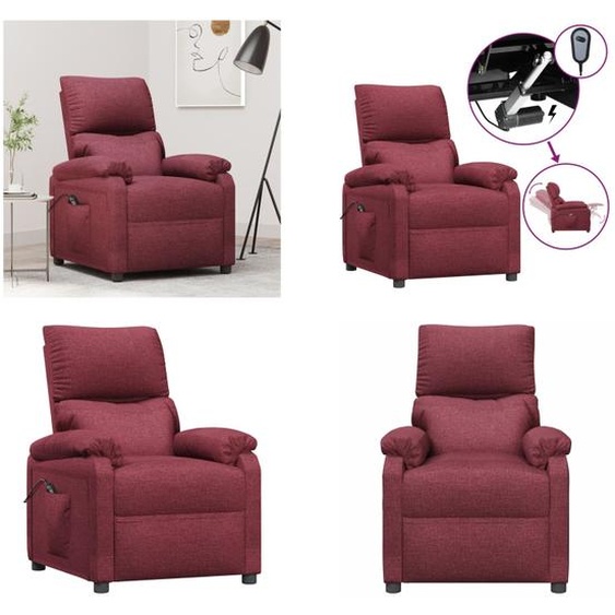 vidaXL Fauteuil Relax Electrique Vin Rouge Tissu - Fauteuil Relax - Chaise Relax - Fauteuil TV