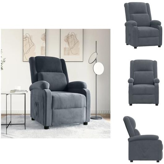 vidaXL Fauteuil relax gris foncé velours - Fauteuil
