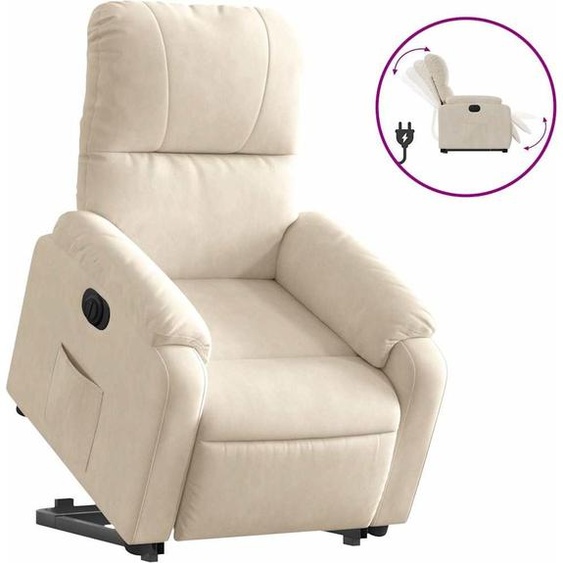 vidaXL Fauteuil relax releveur électrique Beige Tissu microfibre