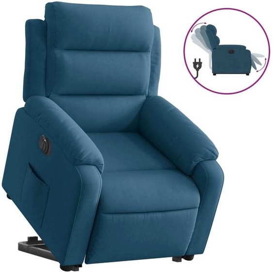 vidaXL Fauteuil relax releveur électrique bleu velours
