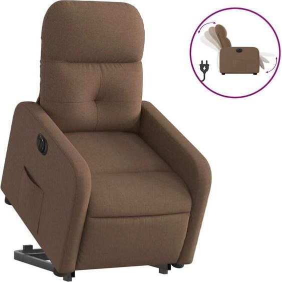 vidaXL Fauteuil relax releveur électrique brun Tissu
