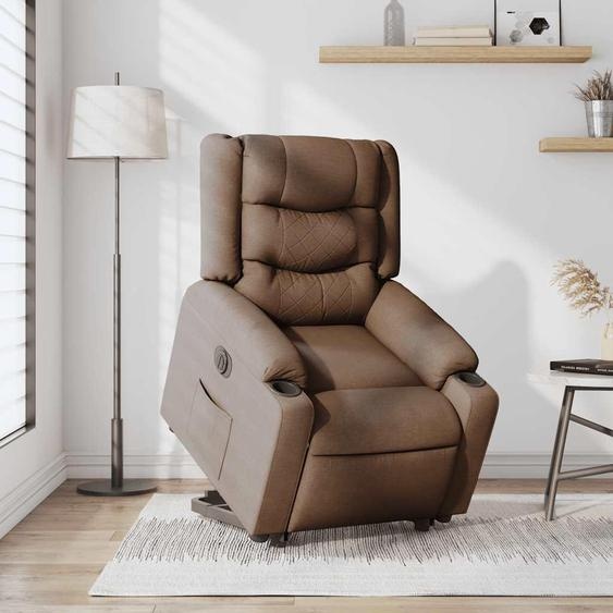 vidaXL Fauteuil relax releveur électrique brun Tissu
