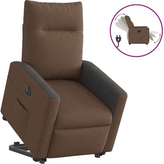 vidaXL Fauteuil relax releveur électrique brun Tissu