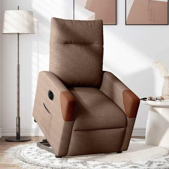 vidaXL Fauteuil relax releveur électrique brun Tissu