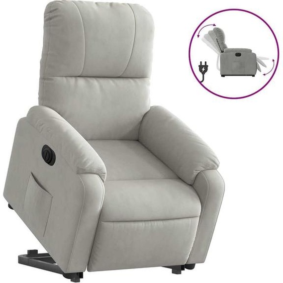 vidaXL Fauteuil relax Releveur électrique Gris clair Tissu microfibre