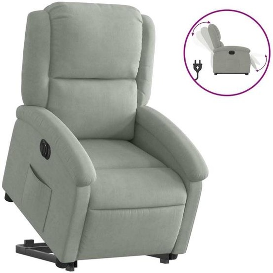 vidaXL Fauteuil relax releveur électrique gris clair velours