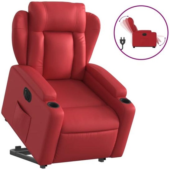 vidaXL Fauteuil relax releveur électrique rouge similicuir