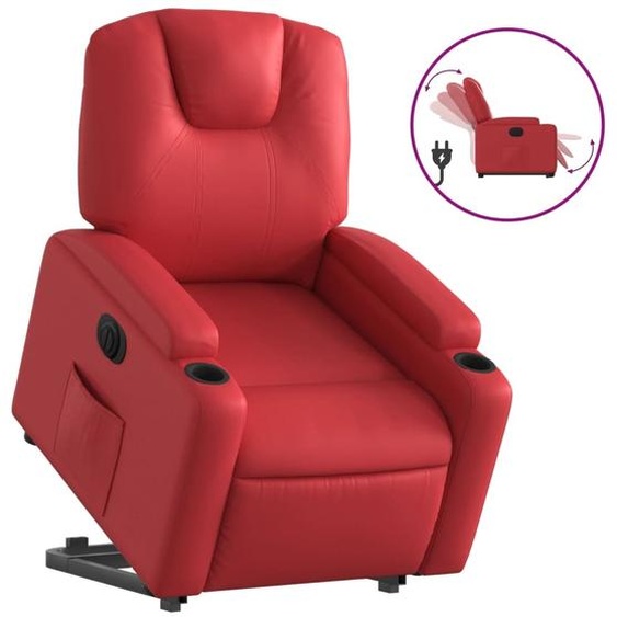 vidaXL Fauteuil relax releveur électrique rouge similicuir