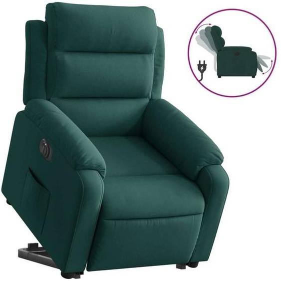 vidaXL Fauteuil relax releveur électrique vert foncé velours
