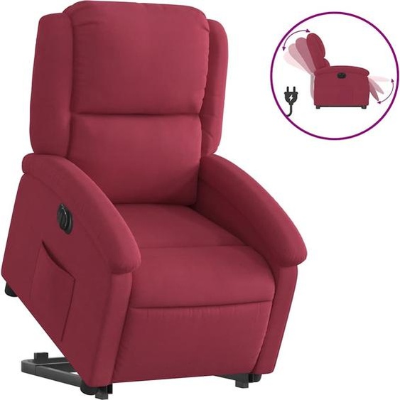 vidaXL Fauteuil relax releveur électrique vin rouge velours
