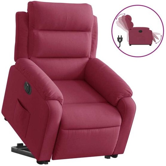 vidaXL Fauteuil relax releveur électrique vin rouge velours