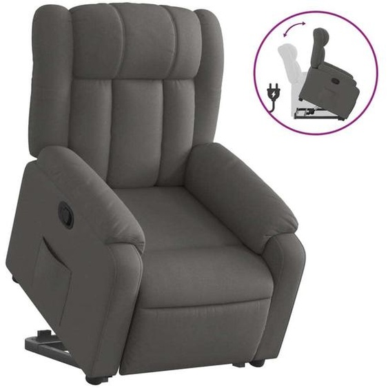 vidaXL Fauteuil relax releveur gris foncé Tissu