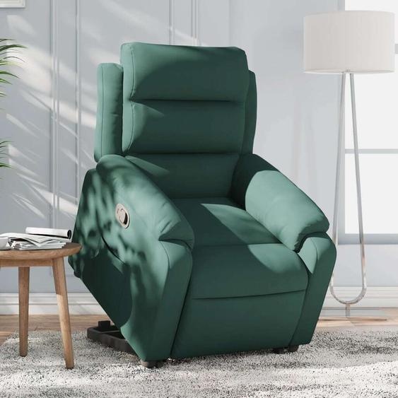 vidaXL Fauteuil relax releveur vert foncé velours