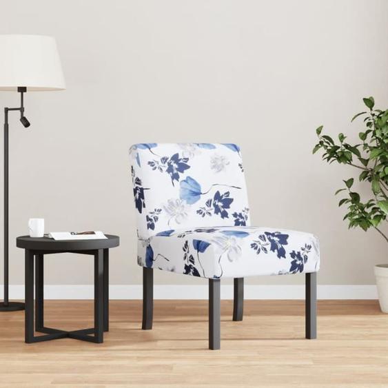 vidaXL Fauteuil sans accoudoirs bleu tissu avec fleurs 352461