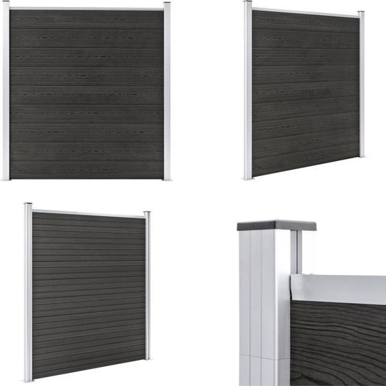 vidaXL Garden Fence WPC 180×186 cm Grey - Ensemble de clôtures - Ensemble de clôtures - Ensemble de clôtures en bois - Ensemble de clôtures en bois