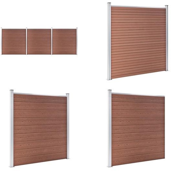 vidaXL Garden Fence WPC 526x186 cm Brown - Ensemble de clôtures - Ensemble de clôtures - Ensemble de clôtures en bois - Ensemble de clôtures en bois