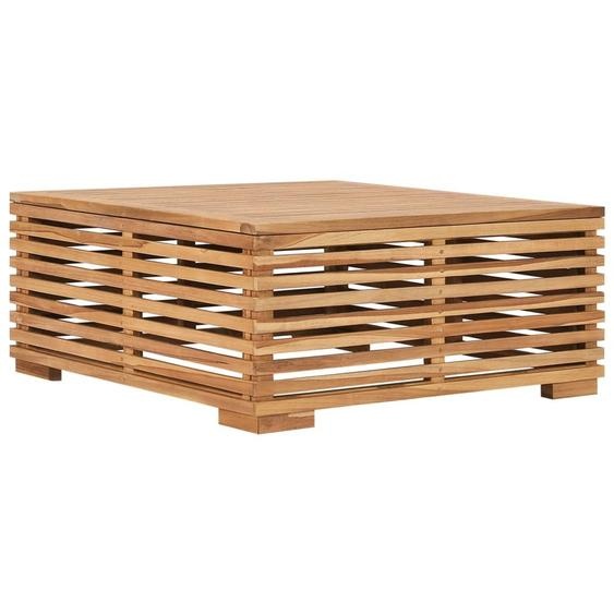 vidaXL Gartentisch und Fußhocker Set mit Dunkelgrauem Kissen Teakholz