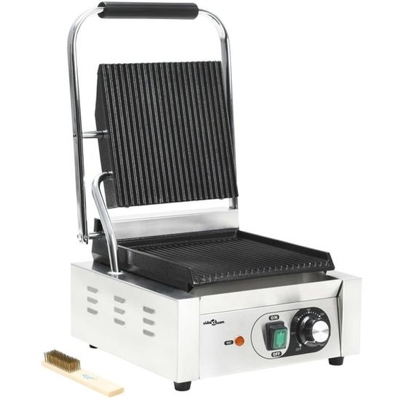 vidaXL Gril à panini rainuré acier inoxydable 1800 W 31x30,5x20 cm