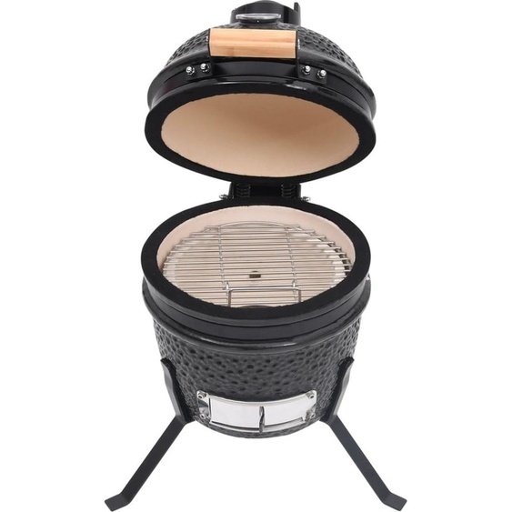 vidaXL Gril Kamado 2 en 1 Fumoir céramique 56 cm noir