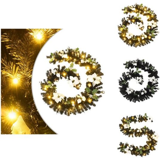 vidaXL Guirlande de Noël avec lumières LED Noir 2,7 m PVC - Eclairage de Noël