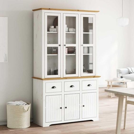 vidaXL Highboard BODO blanc marron 115,5x43x200,5 cm Pin massif