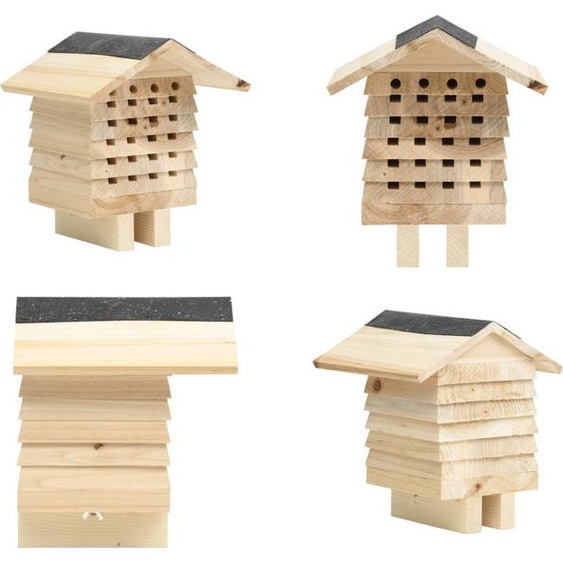 vidaXL Hôtel pour abeilles en bois massif 22x20x20 cm - Hôtel pour abeilles - Hôtels pour abeilles - Hôtel pour insectes - Hôtels pour insectes