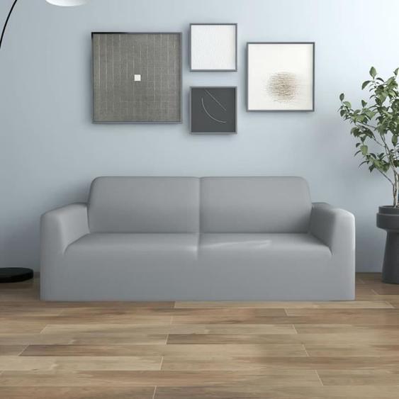 vidaXL Housse extensible de canapé 2 places Gris Jersey de polyester  332941