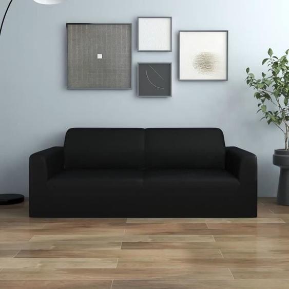 vidaXL Housse extensible de canapé 2 places Noir Jersey de polyester  332933