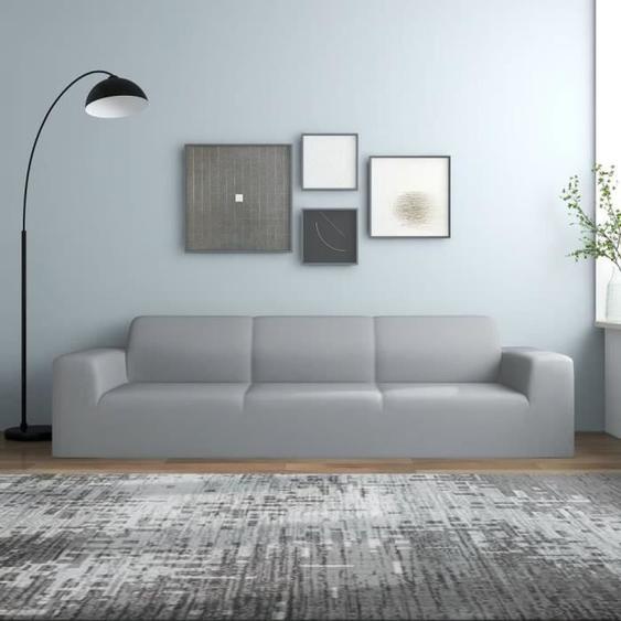 vidaXL Housse extensible de canapé 4 places Gris Jersey de polyester  332943