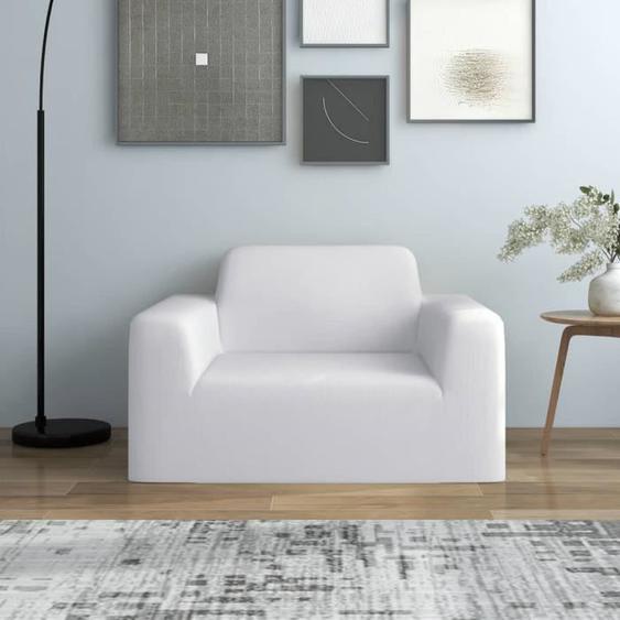 vidaXL Housse extensible de canapé Blanc Jersey de polyester  332948