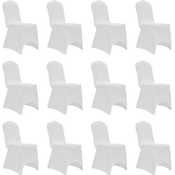 vidaXL Housses élastiques de chaise Blanc 12 pcs