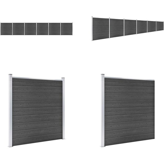 vidaXL Jeu de panneaux de clôture WPC 1045x186 cm noir - Panneau de clôture - Panneaux de clôture - Jeu de panneaux de clôture - Jeu de panneaux de clôture