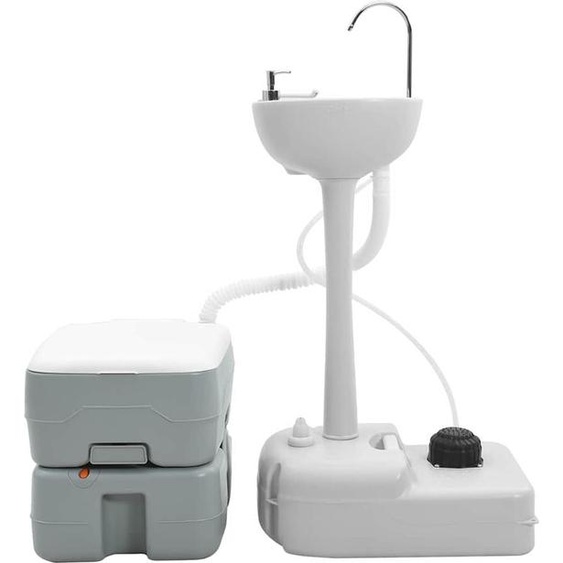 vidaXL Jeu de toilettes de camping 2 pièces gris 50,5 x 33 x 103 cm