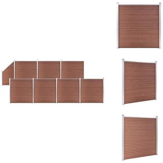 vidaXL Kit de clôture WPC 7 carrés + 1 oblique 1311x186 cm Marron - Panneaux de clôture