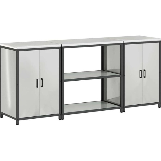 vidaXL Ensemble de rangement pour la cuisine 3 pièces Acier galvanisé argenté