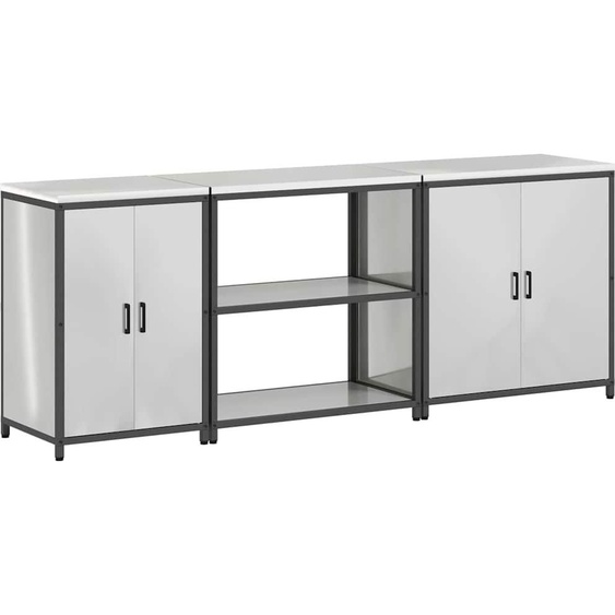 vidaXL Kit de rangement cuisine 3 pcs Argent 240 x 50 x 92 cm Acier galvanisé