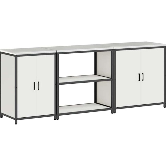 vidaXL Kit de rangement pour la cuisine avec étagère 3 pcs blanc acier