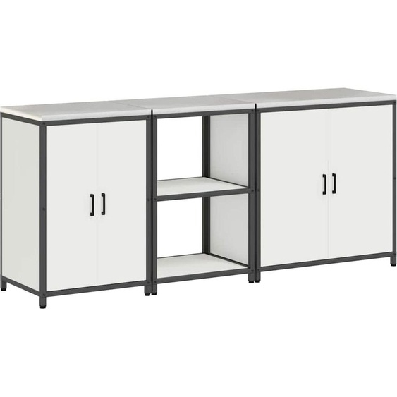 vidaXL Kit de rangement pour la cuisine avec étagère 3 pcs blanc acier