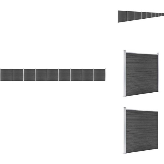 vidaXL Kit déléments de clôture WPC 1564x186 cm Noir - Panneaux de clôture