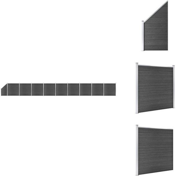 vidaXL Kit déléments de clôture WPC 1657x(105-186) cm Noir - Panneaux de clôture