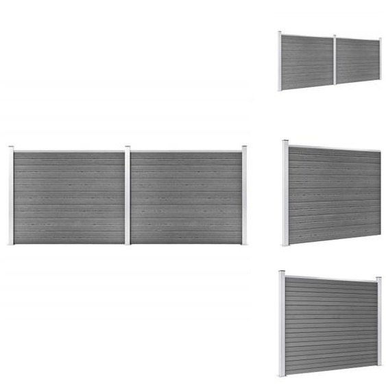 vidaXL Kit déléments de clôture WPC 353x146 cm Gris - Panneaux de clôture