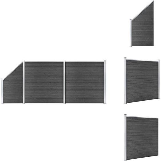 vidaXL Kit déléments de clôture WPC 446x(105-186) cm Noir - Panneaux de clôture