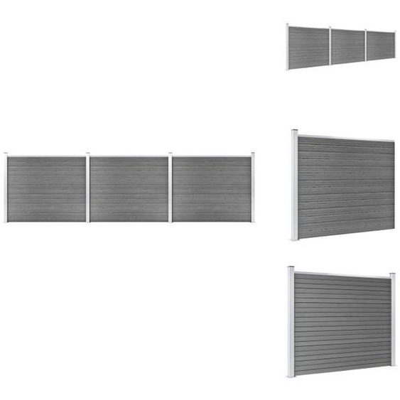 vidaXL Kit déléments de clôture WPC 526x146 cm Gris - Panneaux de clôture