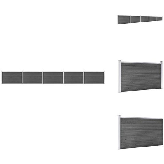 vidaXL Kit déléments de clôture WPC 872x105 cm Noir - Panneaux de clôture