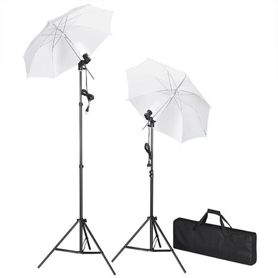 vidaXL Kit studio photo avec luminaires, parapluies, fond, réflecteur